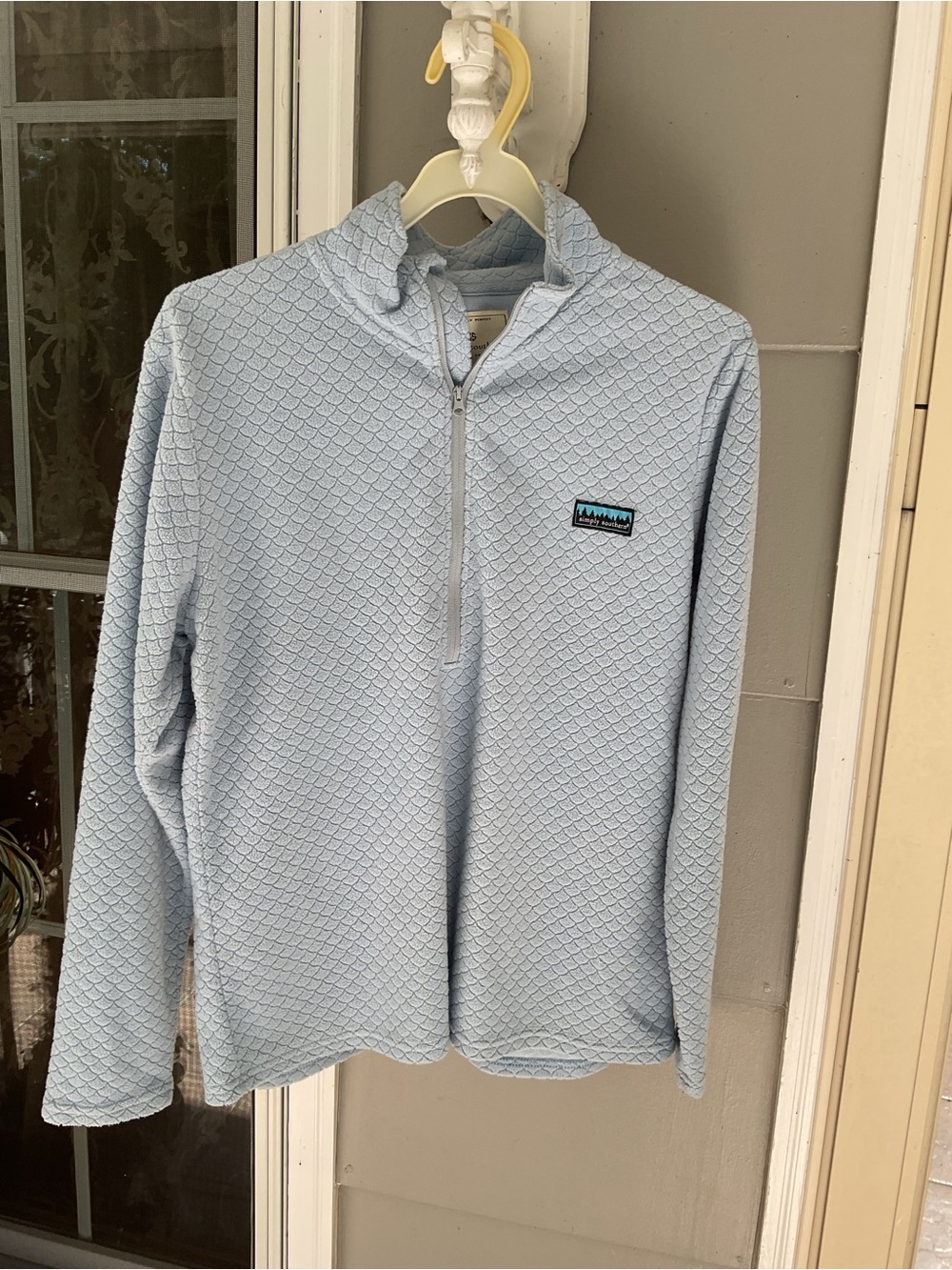 Simply Southern Light Blue Quilted Fleece 1/4 Zip Pullover Sweatshirt Women's S
